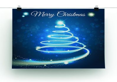 Christmas Blue Tree Canvas Print or Poster (type: Poster Print, size: XX-Large (32" x 24"))