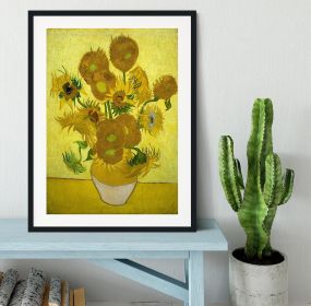 Another vase of sunflowers Framed Print (Color: Black/No White Edging, size: 18" x 12" / 48cm x 30cm (approx))