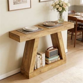 140cm Console Table in Country House Style with Storage Space Sofa Table Rustic Design Living Room Furniture (Color: Universal)