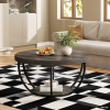 80 Cm round Coffee Table with 2 Shelves Industrial Living Room Table Modern Sofa Table with Storage Space