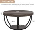 80 Cm round Coffee Table with 2 Shelves Industrial Living Room Table Modern Sofa Table with Storage Space