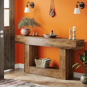 160 Cm Console Table Country House Sofa Table with 2 Levels Entrance Table for Living Room Bedroom Hallway Decor (Color: Vintage Brown)