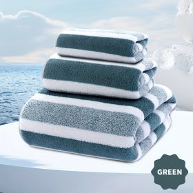 3 Piece Towel And Bath Towel Set, Super Soft Absorbent Bath Towel For Home And Hotel Shower Towel Bath Towel, New (Color: green)