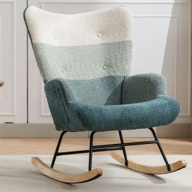 Modern Patchwork Accent Chair With Solid Wood Armrest And Feet, Mid-Century Modern Accent Sofa, Fabric Sofa Chair For Living Room Bedroom Studio, Comf (Option: Green Dark Green)