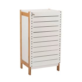 2 Shelf Bamboo Floor Cabinet In White (Option: Default title)