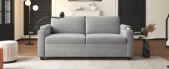 72.8" Corduroy Sleeper Sofa Loveseat Sofa with Full Size Mattress, Two USB Ports, Two Cup Holders, Two Side Pockets and a Phone Holder for Living Room