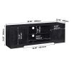 59 in. Wood Black Oak TV Stand with 2 Storage Cabinets