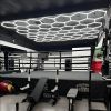 RGBW Hexagon Modular Suspended Lighting, Wall Lights, Honeycomb Ceiling Light for Garage, Basement, Gaming Room, Warehouse, Gym