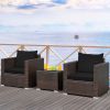 3 Pieces Patio Conversation Rattan Furniture Set with Cushion