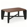Modern Rectangular Coffee Table, Engineered Wood Center Table with Rubber Wood CrossLeg Base
