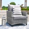 Direct Wicker Gray Wicker Sofa Set Outdoor Furniture Conversation Set with Firepit Table
