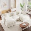 U-Shaped Sectional Sofa w/Reversible Footrest, 5-Seater Convertible Corner Couch with 2 Ottomans ,Modern Minimalist Soft Sofa & Couch for Living Room