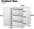 Outdoor Kitchen Drawer Combo,BBQ Triple Drawer & Trash Drawer Combo Stainless Steel for BBQ Island,Grilling Station