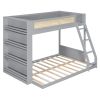 Twin over Full Bunk Bed with Shelf and LED