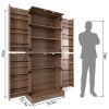 75" Tall Kitchen Pantry, Farmhouse Storage Cabinet with Barn Doors, Organizer, Drawer and Adjustable Shelves, Rustic Wood Cupboard for Kitchen