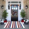 "Independence Day Doormat - USA Flag Design Non-Woven Rug with Rubber Backing, Summer Porch Decor"