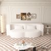 Modern Floor Sofa with 2 Pillows,Convertible Sherpa Fleece Fabric Foam-Filled Sleeper Sofa Bed,15" Full Size Folding Mattress for Living Room