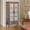 55.12'' Tall Tower Storage Cabinet - Rustic Wood Sideboard Pantry Cabinet - Versatile Buffet Cabinet with Storage for Home Decor and Organization chic