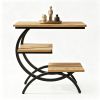 Industrial C-Shaped Coffee Table - 3-Level Small Table with Storage Compartments
