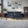 Foldable Faux Leather Sofa Bed for Living Room & Office Premium Synthetic Leather Cover High Resilience Foam Padding 3 Stage Adjustability Space Savin