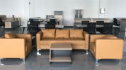 New design yellow durable leather sofa set modern living room furniture sofa