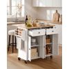 Kitchen Island Cart with Storage, 43.58 in Wide Mobile Rolling Storage Island on Swivel Wheels, with 2 Drawers, Storage Cabinet, Drop Leaf
