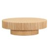 Modern Handcraft Drum Coffee Table Length 43.7 inch Ellipse Coffee Table for Living Room,Oval Small Coffee Table with Sturdy Pedestal,Natural Ash MDF
