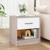 Bedside Table Nightstand with Drawer and Open Storage Shelf