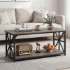 Coffee Table 2-Tier Center Table with Storage Shelf