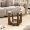 32" 2-Tier Glass Round Coffee Table with Storage Shelf