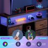 TV stand, 4 drawers, with LED lights and power sockets, 50-inch TV living room furniture, with open shelves and adjustable feet