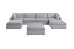 Dark Gray Color 7pc Modular Sectional Set Corduroy Upholstery Couch 2x Corner wedge 2x Armless Chairs 3x Ottomans Living Room Furniture