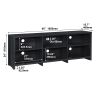 65 in. Wood Black Oak TV Stand with 6 Storage Shelves