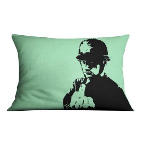 Banksy Rude Policeman Green Cushion (Insert: With Insert, size: 16" X 16")
