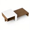2-Tier Modern Geometric Coffee Table Engineered Wood Low Center Table with Storage Shelf