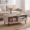 Coffee Table with Storage Rustic Rectangle Center Table Anti-slip Feet for Living Rooms, Lounges, Offices, or Even Bedrooms