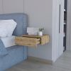 Vienna Floating Nightstand, Sleek Wall-Mounted Design with Spacious Drawer Storage, Dark Brown
