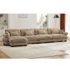 L Shaped Sectional Cloud Sofa , Convertible Deep 4 Seater Modular Couch for Living Room,Modern Velvet Comfy Upholstered Corner Couch Waist Pillows