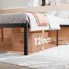 Heavy Duty Metal Bed Frame with Sturdy Steel Slat Support, No Box Spring Needed
