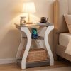 3-Tier Nightstand with Charging Station, Modern Bedside Table with USB Ports And Outlets, Slim End Table for Bedroom, Small Apartment, Dorm Room