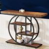 105cm Industrial Console Table 4-Tier Sofa Table Entrance Table with round Foot Modern Vintage Style Living Room Decor