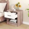 Bedside Table Nightstand with Drawer and Open Storage Shelf