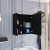 Kenya Medicine Cabinet, Mirror, Double Door, Four Interior Shelves, Black