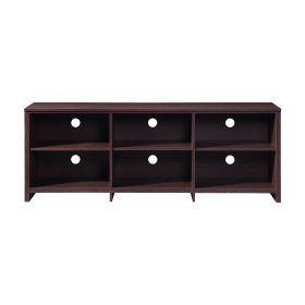 65 in. Wood Black Oak TV Stand with 6 Storage Shelves (Color: PWS-EC4090-WNT)
