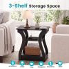 3-Tier Nightstand with Charging Station, Modern Bedside Table with USB Ports And Outlets, Slim End Table for Bedroom, Small Apartment, Dorm Room