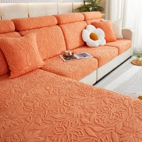 Jacquard velvet elastic leather sofa cover, simple all inclusive universal cover, all season universal lazy man anti cat scratch sofa cover (Color: Camellia Vitality Orange, size: Backrest M)