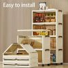 Foldable Stackable Storage Cabinet with Rolling Drawer Front Opening Design for Clothes Books and Accessories Space Saving Organizer for Closet Home O