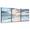 3 panels Framed Canvas Wall Art Decor,3 Pieces Sea Wave Painting Decoration Painting for Chrismas Gift, Office,Dining room,Living room, Bathroom