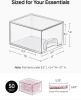 4 Pack Small Clear Stackable Storage Drawers,Acrylic Bathroom Makeup Organizer,Plastic Storage Bins For Vanity, Undersink, Kitchen Cabinets, Pantry