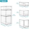 3 Pack Clear Stackable Storage Drawers,Easy to Assemble Bathroom Organizers and Storage with handles,Plastic Drawers for Kitchen Pantry,Cabinet